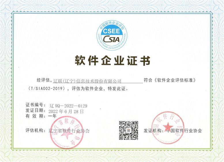 太阳集团2007网站信息“软件企业”复审通过再次获得资质证书