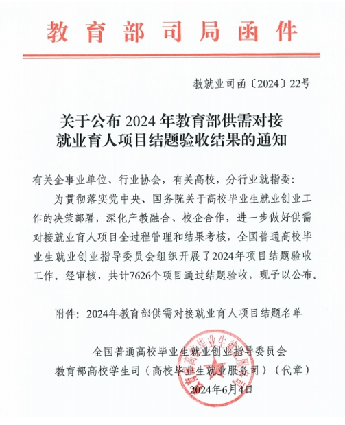 太阳集团2007网站信息乐成通过教育部就业育人项目验收
